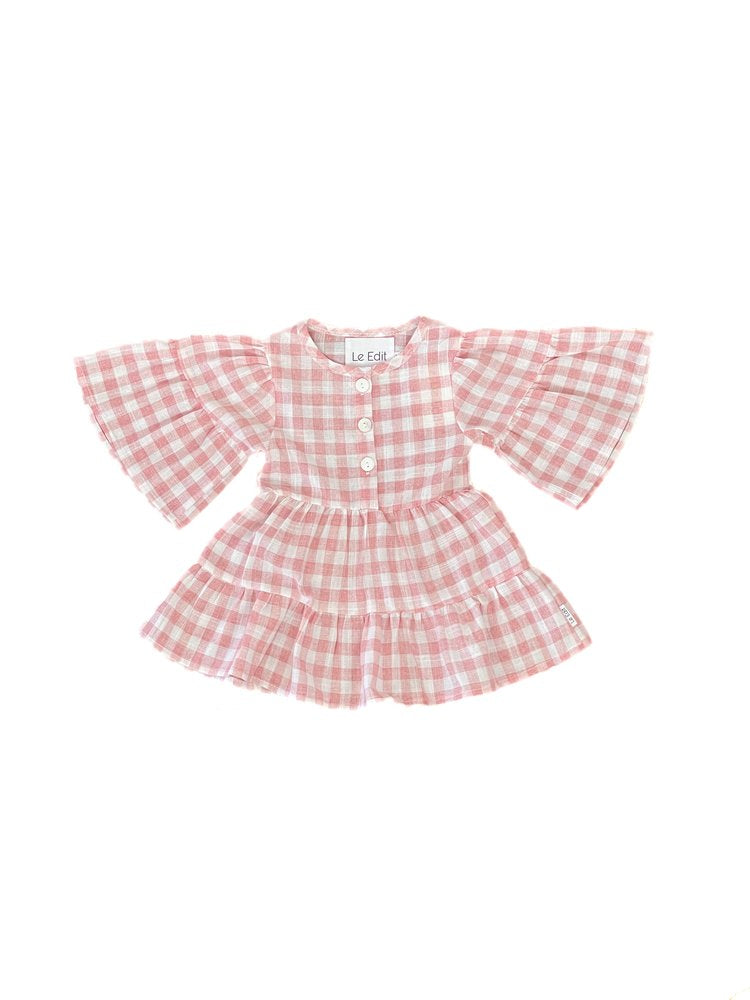 Pink gingham outlet dress baby