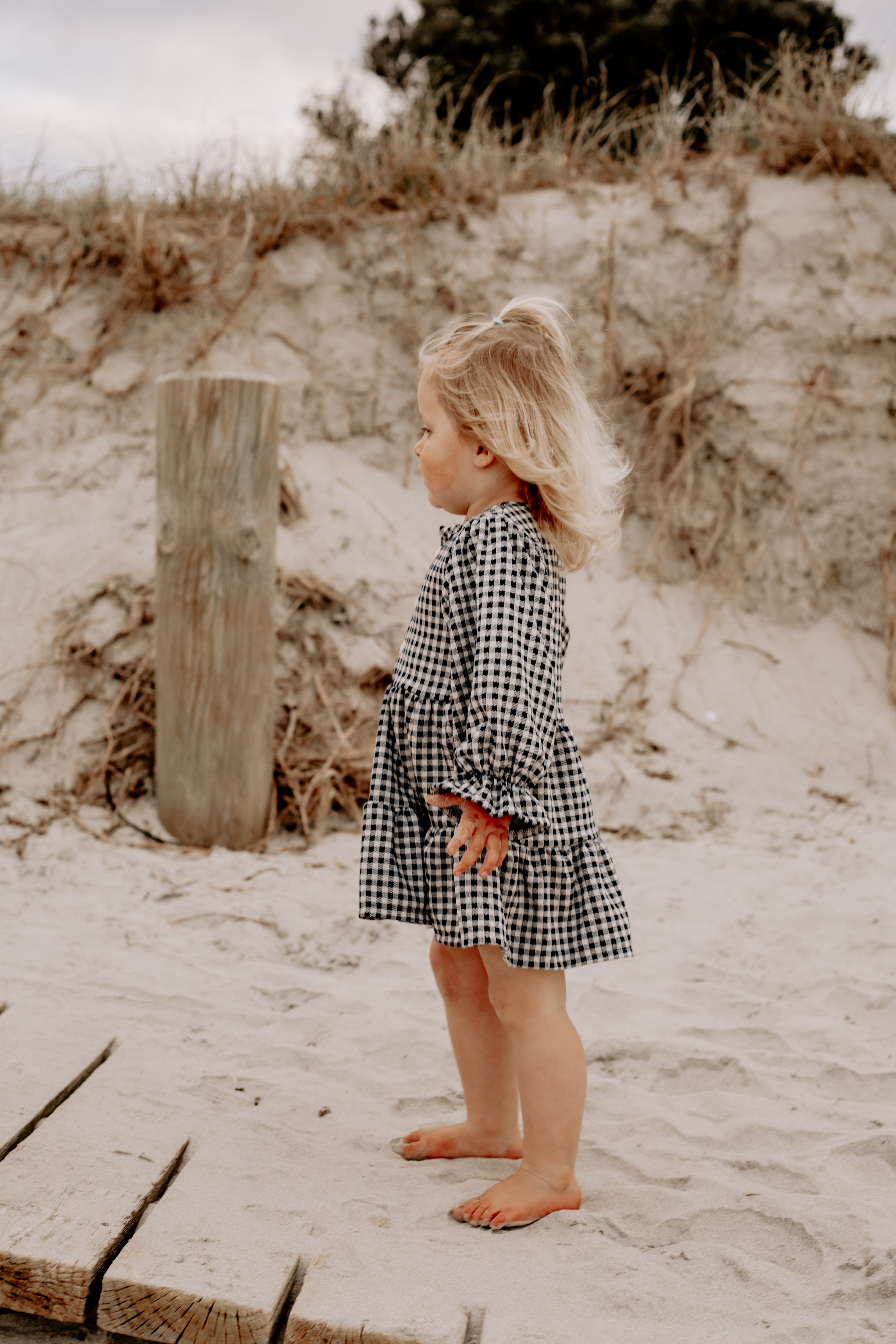 Girls black and white hotsell gingham dress