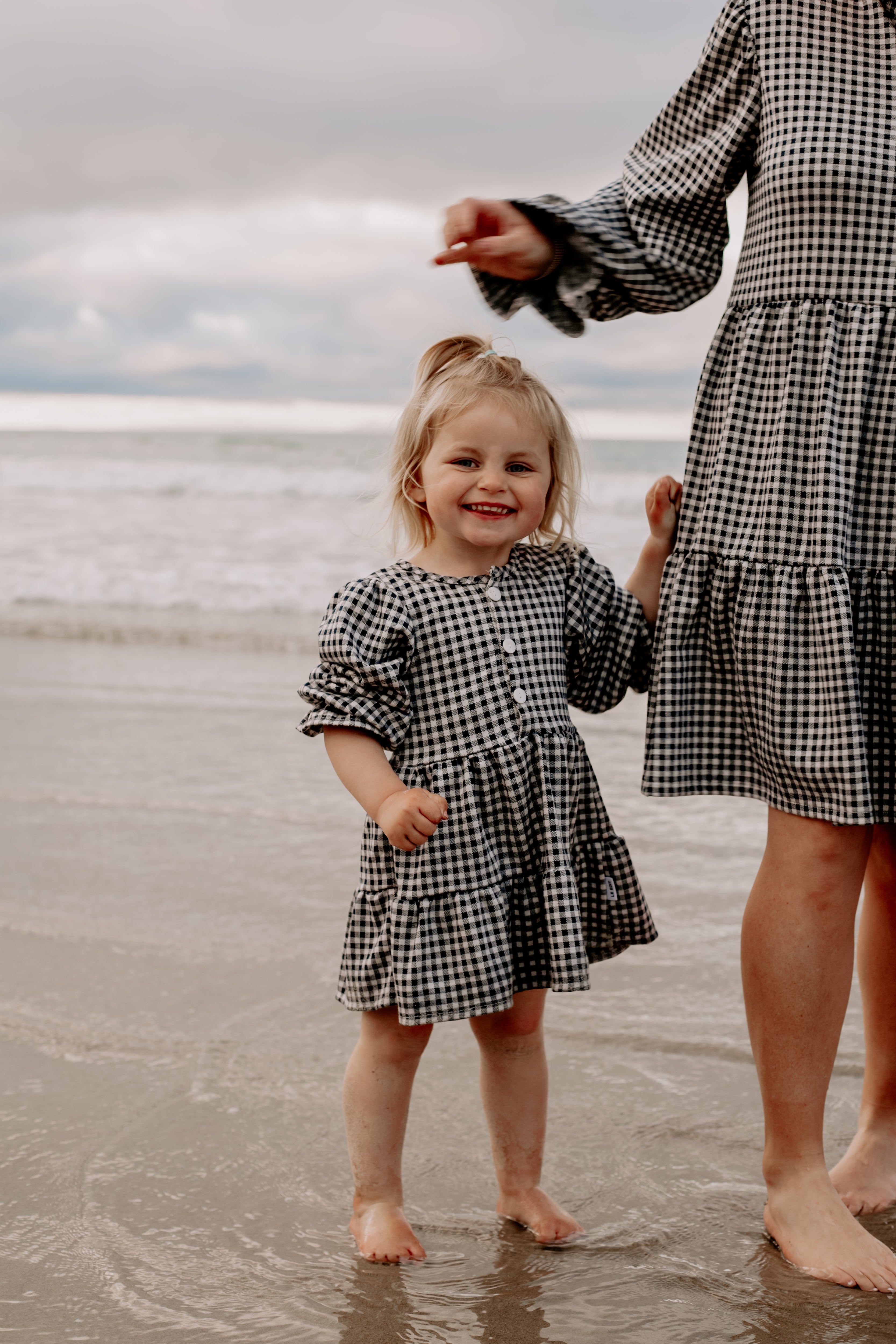 Girls black and 2025 white gingham dress