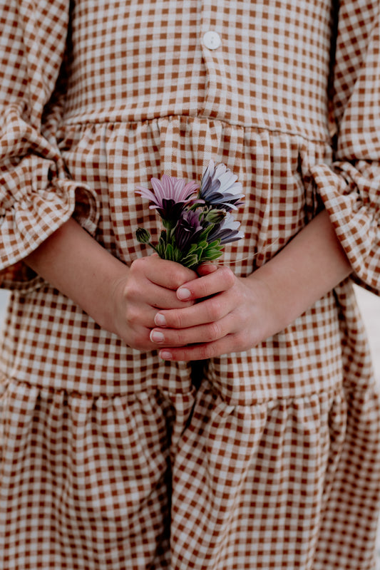 Caramel Girl's Gingham Dress