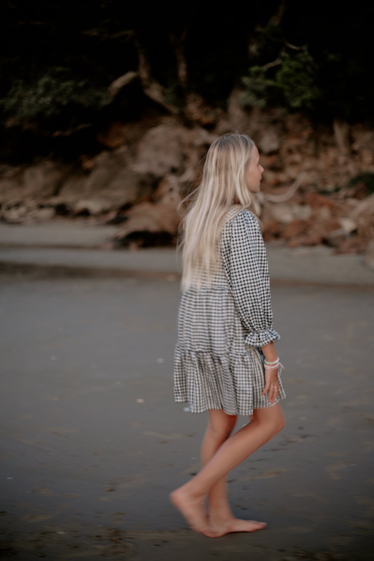 Black Gingham Girls Dress