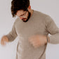 Oatmeal Mens Pure Cashmere Crew Neck Jumper