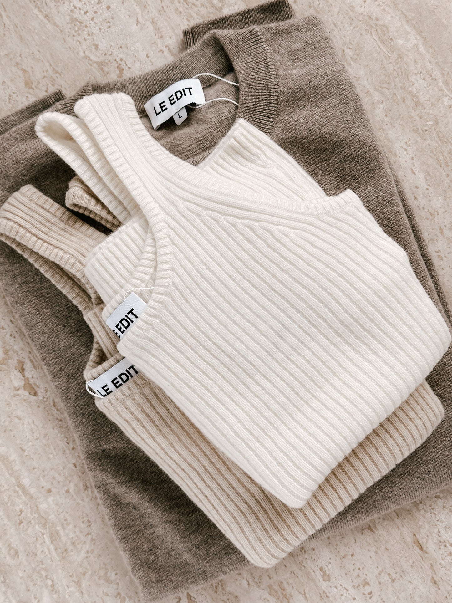 Pure Cashmere Ribbed Tank Coconut