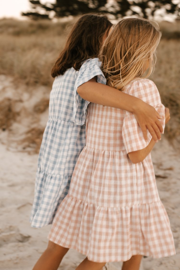 Baby girl blue gingham cheap dress